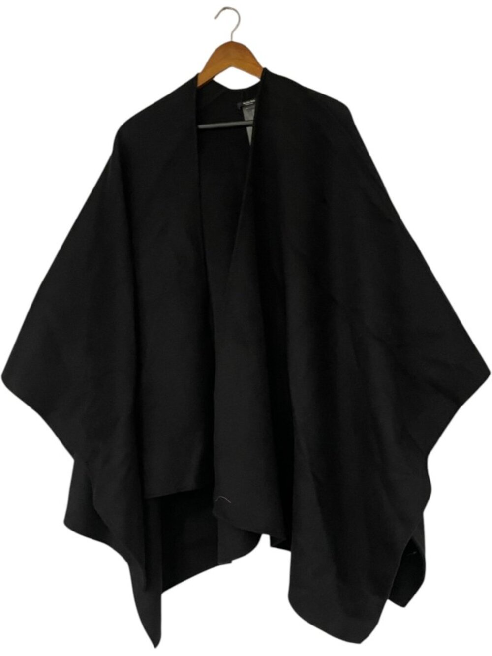 Massimo Dutti Womens Poncho Cape Black Knit One size Wool blend 6349/661 NWT